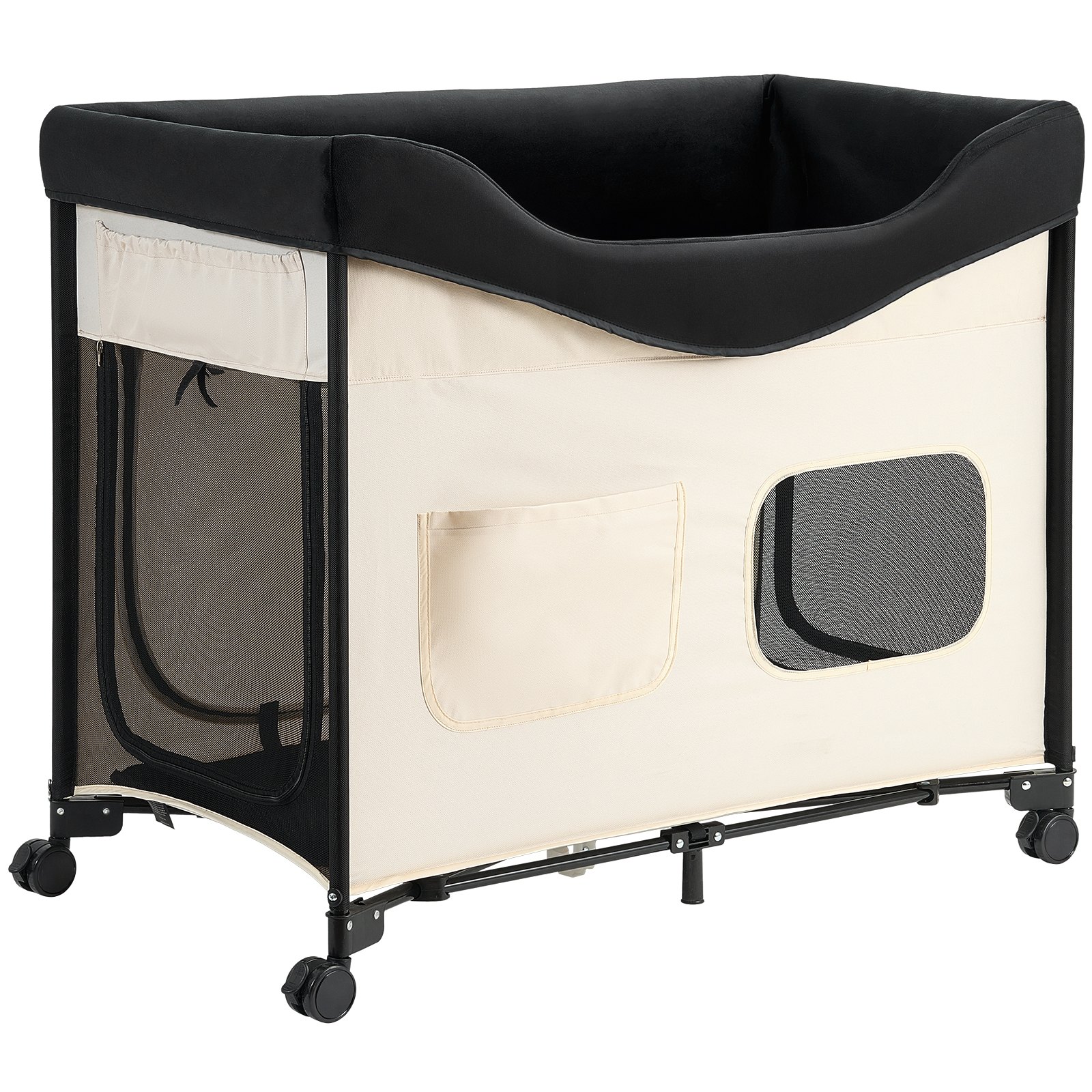 VEVOR Cama Elevada para Perros 1020x590x875 mm Litera Plegable para Perros de 2 Niveles con Tela Oxford 600D y Terciopelo Holandés Carga de 45 kg con Ruedas y Bolsa de Transporte, Talla XL, Beige