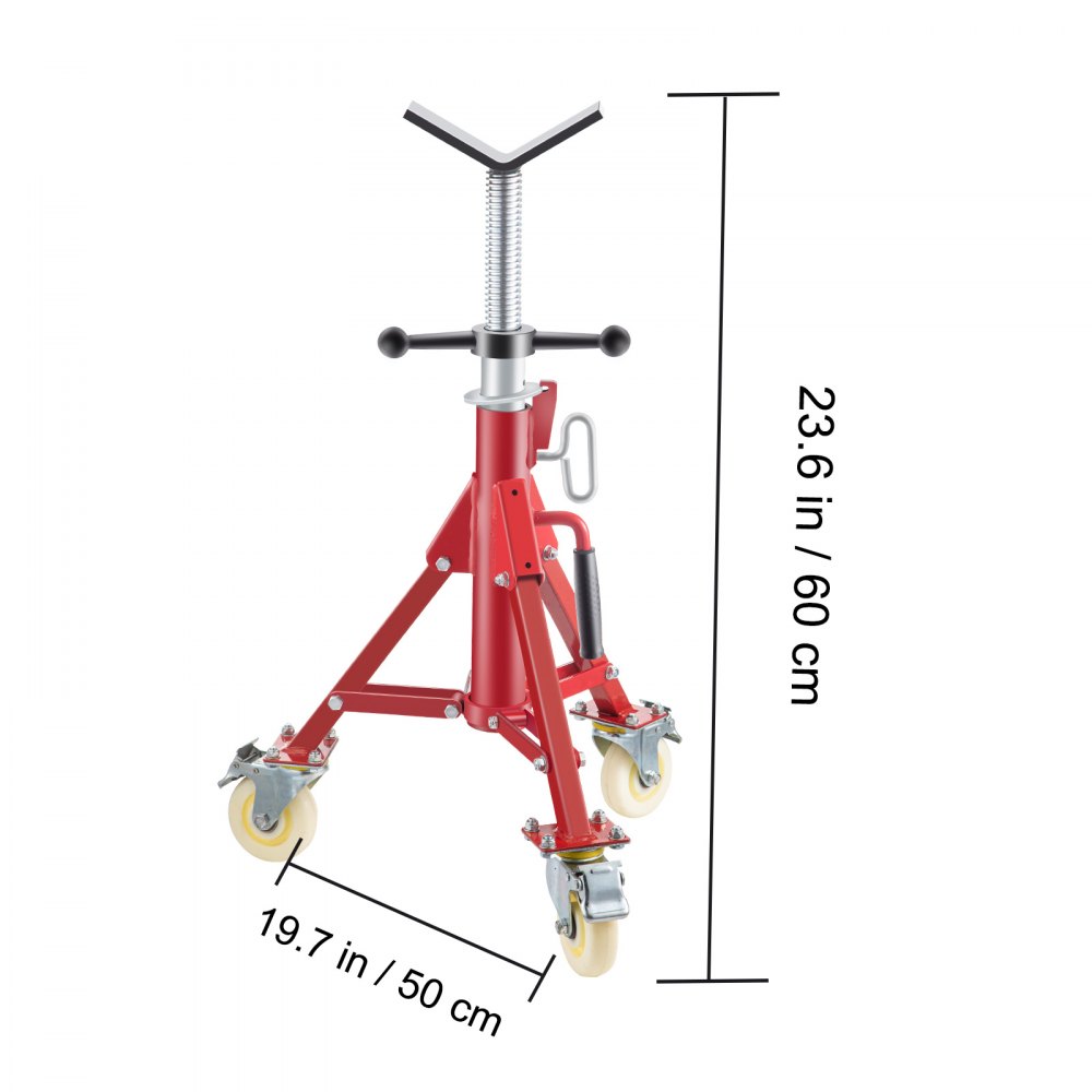 VEVOR Soporte de Tubería, Capacidad del Tubo 0,32 - 30,48 cm Soporte para Tubería Plegable Cabeza V Altura 60 - 108 cm Capacidad 400 kg Soporte Alto de Tubo para Roscado Corte de Orificio Ranurado