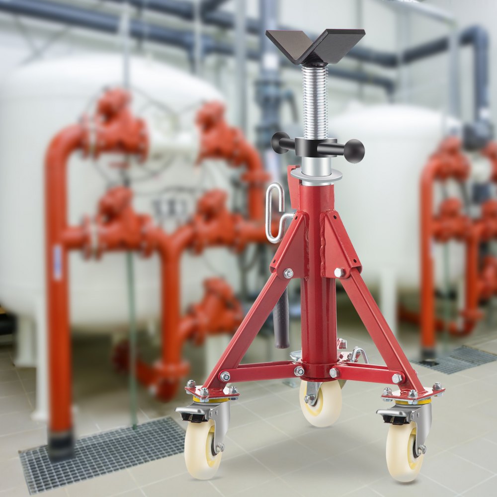 VEVOR Soporte de Tubería, Capacidad del Tubo 0.32-30.48 cm Soporte para Tubería Plegable Cabeza V Altura 50.5-93.5 cm Capacidad 400 kg Soporte Alto de Tubo para Roscado Corte de Orificio Ranurado