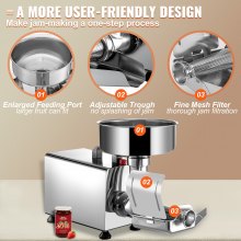 VEVOR Exprimidor ETC-1C Filtro Eléctrico para Tomates de Acero Inoxidable 370W Exprimidor Eléctricode para Salsa de Acero Inoxidable 90-160kg/h para Hacer Ketchup Salsa de Fresa Salsa de Arándano