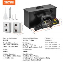 VEVOR Cortadora Varillas Refuerzo Hidráulica Eléctrica 1000 W 380 x 110 x 205 mm