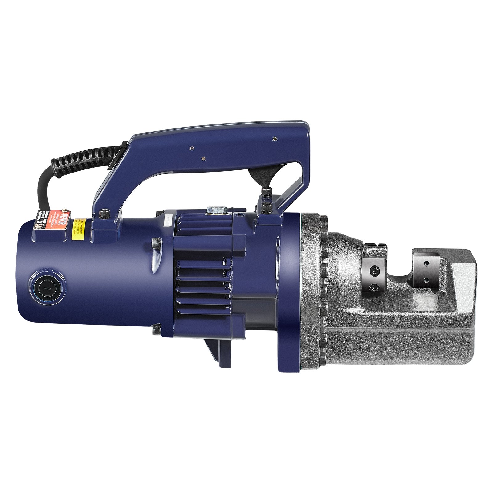 VEVOR Cortadora de Varillas de Refuerzo Hidráulica Eléctrica, 1350 W, hasta 4-22 mm en 3,5 Segundos, Acero Alta Potencia con Estuche de Herramientas y Lata de Aceite, Negro y Azul, 420 x 125 x 230 mm