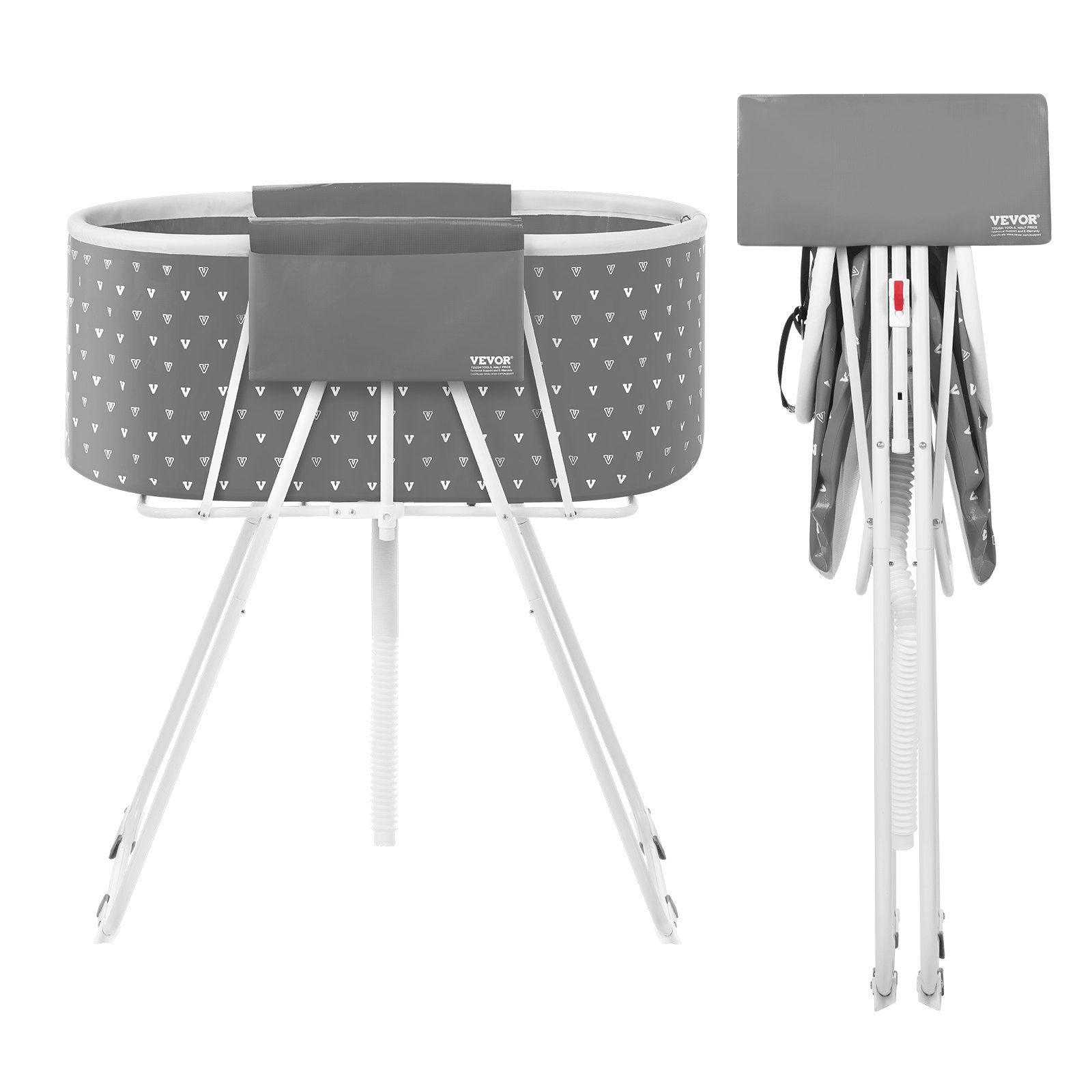 VEVOR Bañera Portátil para Perros, Elevada y Plegable, que Ahorra Espacio con Drenaje Eficiente, para Lavar y Asear Perros y Gatos Pequeños y Medianos Interiores y Exteriores, Gris, 850 x 470 x 980 mm
