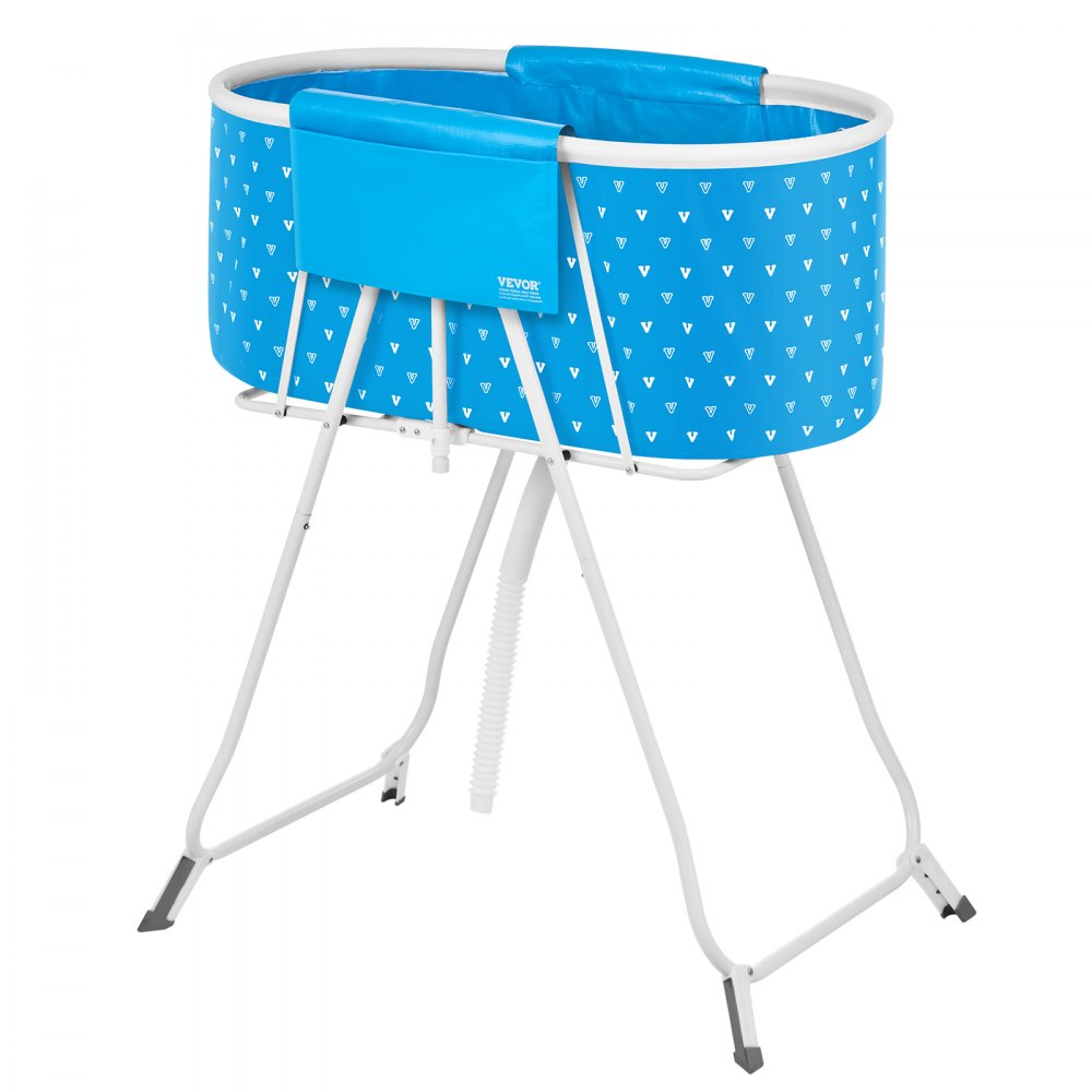 VEVOR Bañera Portátil para Perros, Elevada y Plegable, que Ahorra Espacio Drenaje Rápido, para Lavar y Asear Perros y Gatos Pequeños y Medianos Interiores y Exteriores, Azul Claro, 850 x 470 x 980 mm