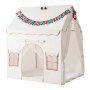 VEVOR Kids Play Tent 2 in 1 Wood Frame Toddler Tent with Padded Mat Beige, for Girls Boys Birthday Play, Indoor & Outdoor Playhouse, Cozy Reading Corner, with Stars Lights, Pompoms, Breathable Window