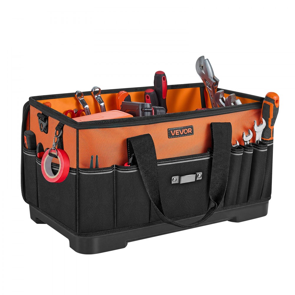 VEVOR Bolsa de Herramientas de 485 mm con 33 Bolsillos, Poliéster, Bolsa Organizadora Portátil con Asa, Cremallera Grande, Correa Ajustable Base de Plástico para Mecánicos Electricistas Contratistas