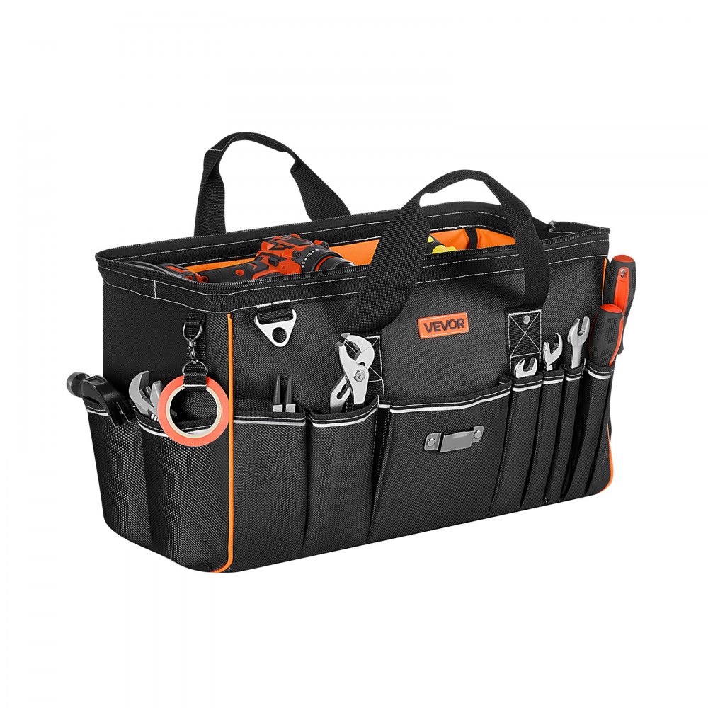 VEVOR Bolsa de Herramientas de 510 mm con 33 Bolsillos, Poliéster 1680D, Bolsa Organizadora Portátil con Asa, Correa de Hombro Ajustable, Cremallera Grande para Contratistas Electricistas Mecánicos