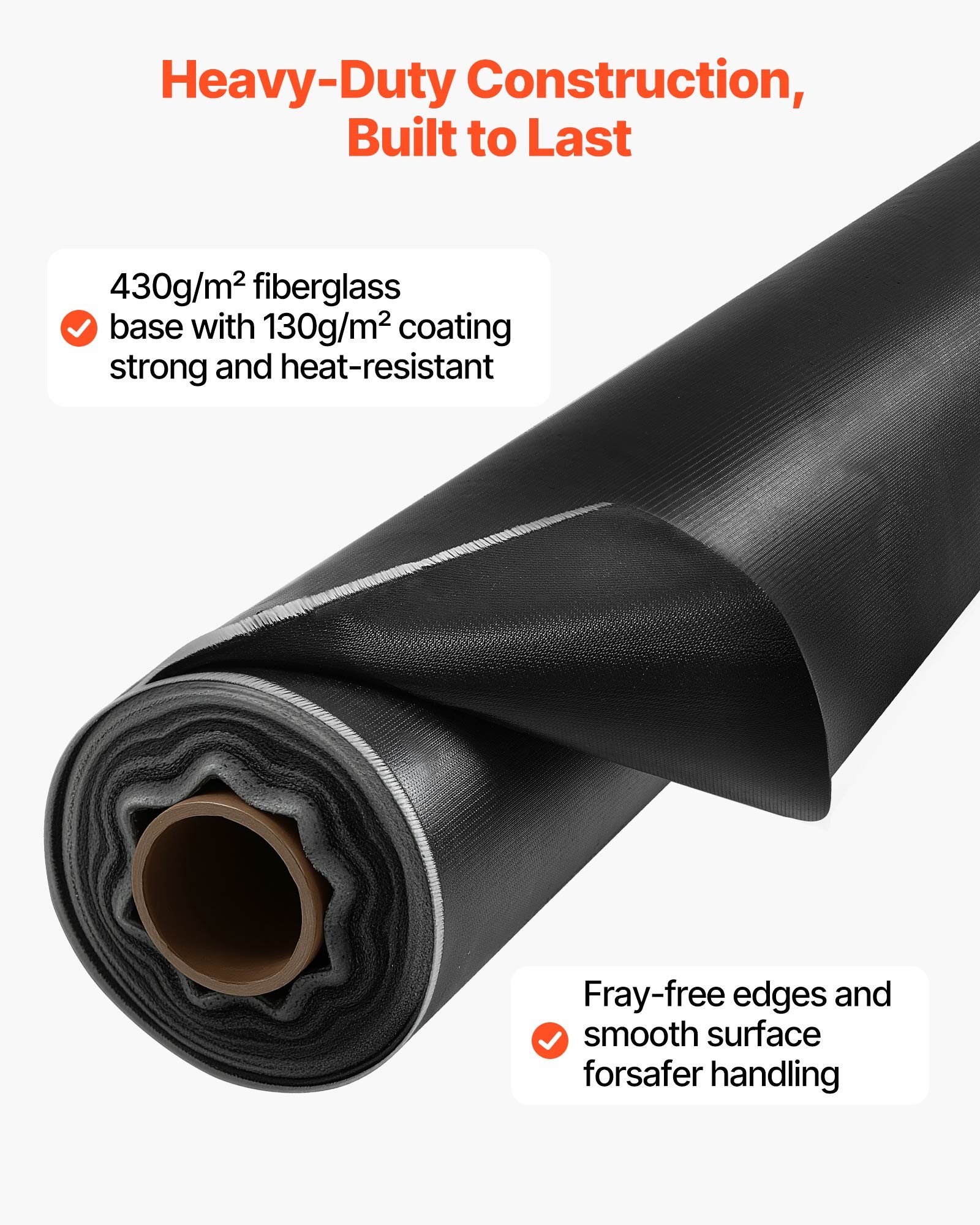 VEVOR Manta de Soldadura, 1,524 x 45,7 m, Fibra de Vidrio Recubierta de Silicona, Resistente al Calor hasta 982 °C, Aislante Ignífugo, Color Negro, para Profesionales y Aficionados al Bricolaje