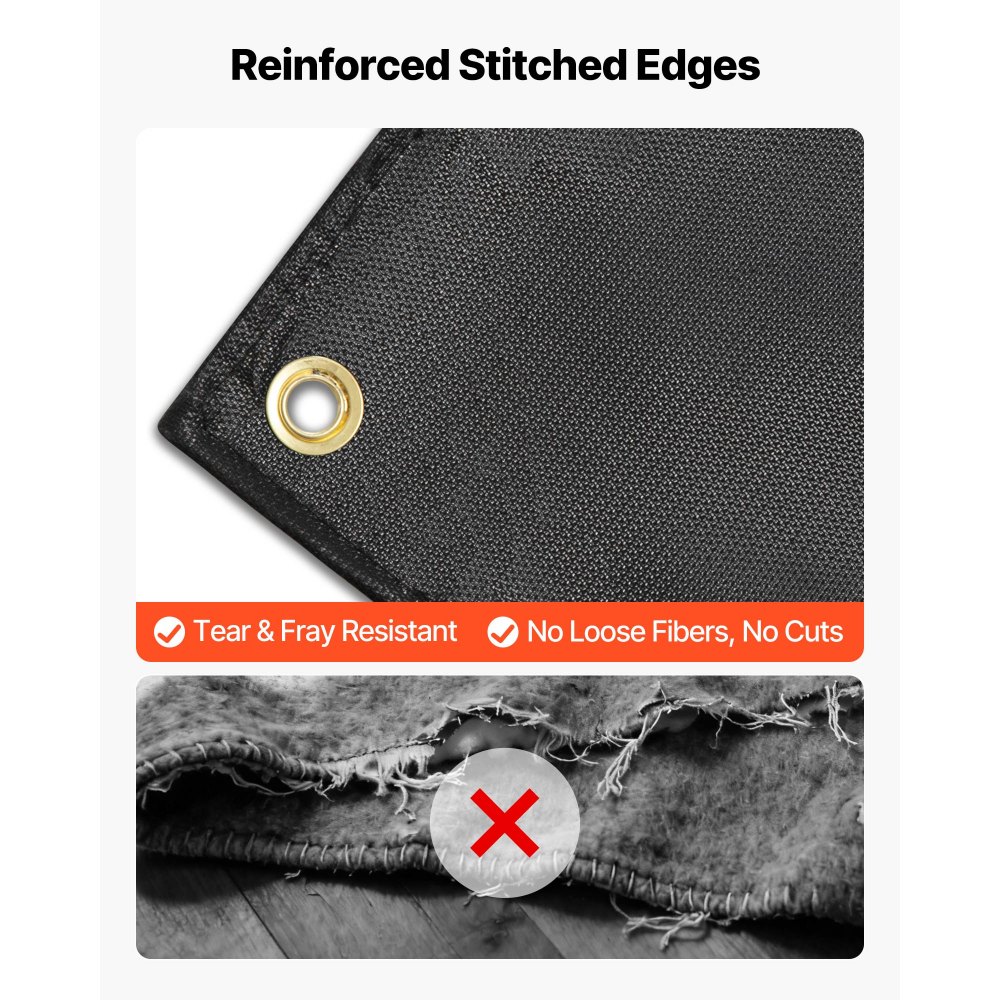 VEVOR Manta de Soldadura, 1219 x 1829 mm, Protección para Soldadura de Fibra de Vidrio Recubierta de Silicona, hasta 982 °C, Resistente al Calor, Aislante Ignífugo con Ojales Metálicos, Negro