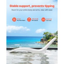 VEVOR Tumbonas para Tomar el Sol en el Interior de Piscina 1800 x 600 x 560 mm