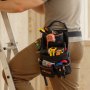 VEVOR Cinturón Portaherramientas de Trabajo, 14 Bolsillos, para Electricistas, Carpinteros y Obreros de la Construcción, con Soporte para Martillo y Herramientas, Ajustable 830 a 1270 mm, Negro