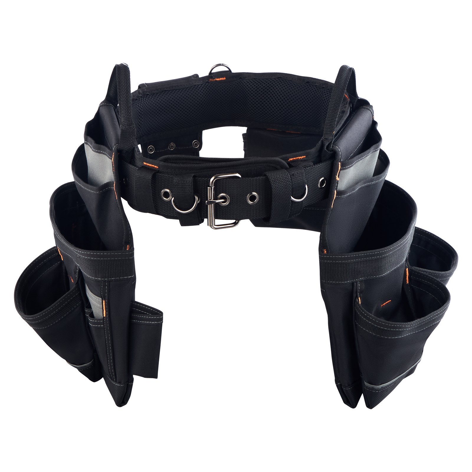 VEVOR Cinturón Portaherramientas, 18 Bolsillos, para Trabajadores de la Construcción, Electricistas, y Carpinteros, Organizador de Delantal, Ajustable de 800 a 1310 mm, 1420 x 360 x 115 mm, Negro