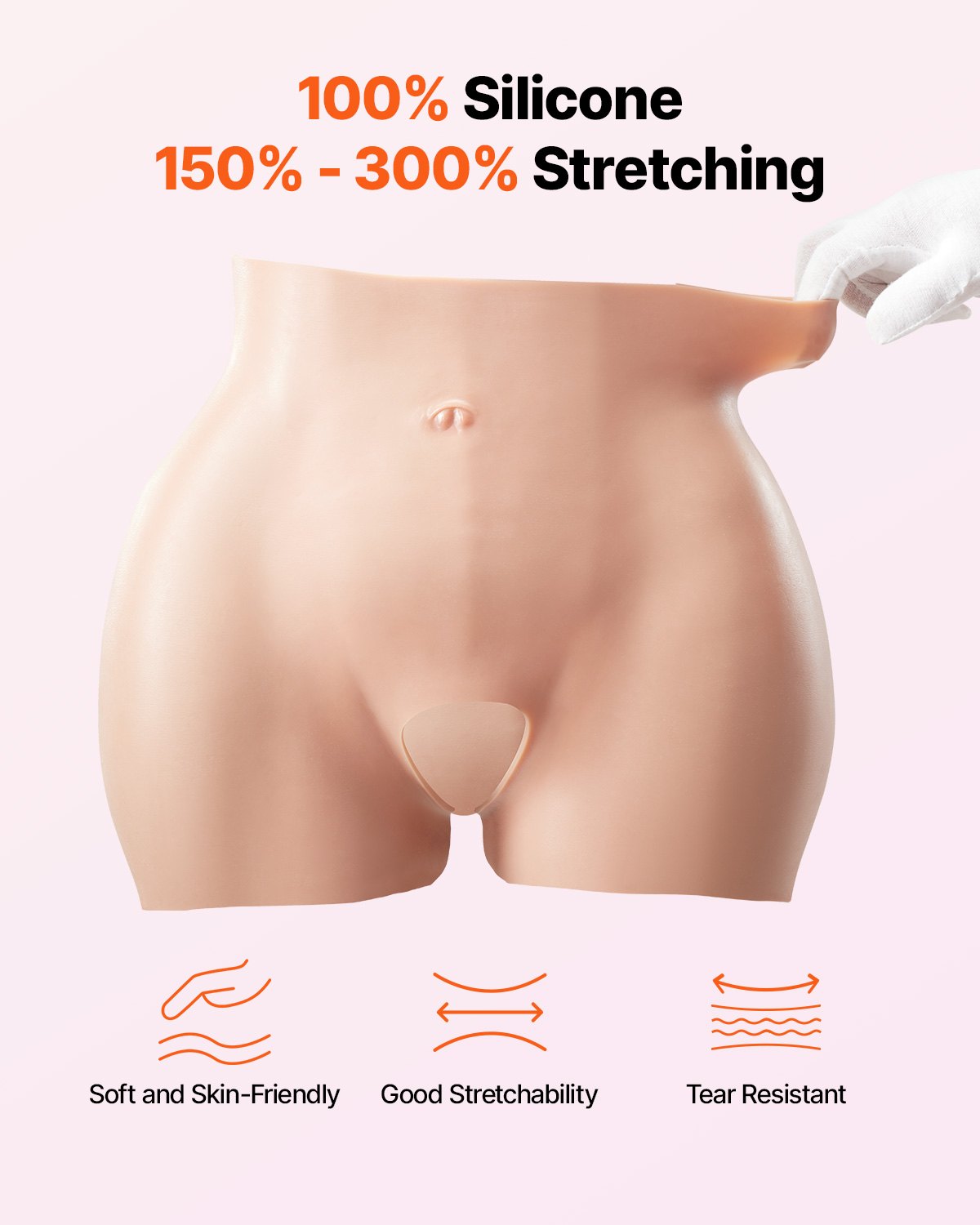 VEVOR Culos de Silicona Braguitas de 100% Silicona para Realzar las Caderas Bragas Moldeadoras para Realzar los Glúteos Alto Grado de Realismo para Travestis, Transexuales, Cosplay, Drag Queens