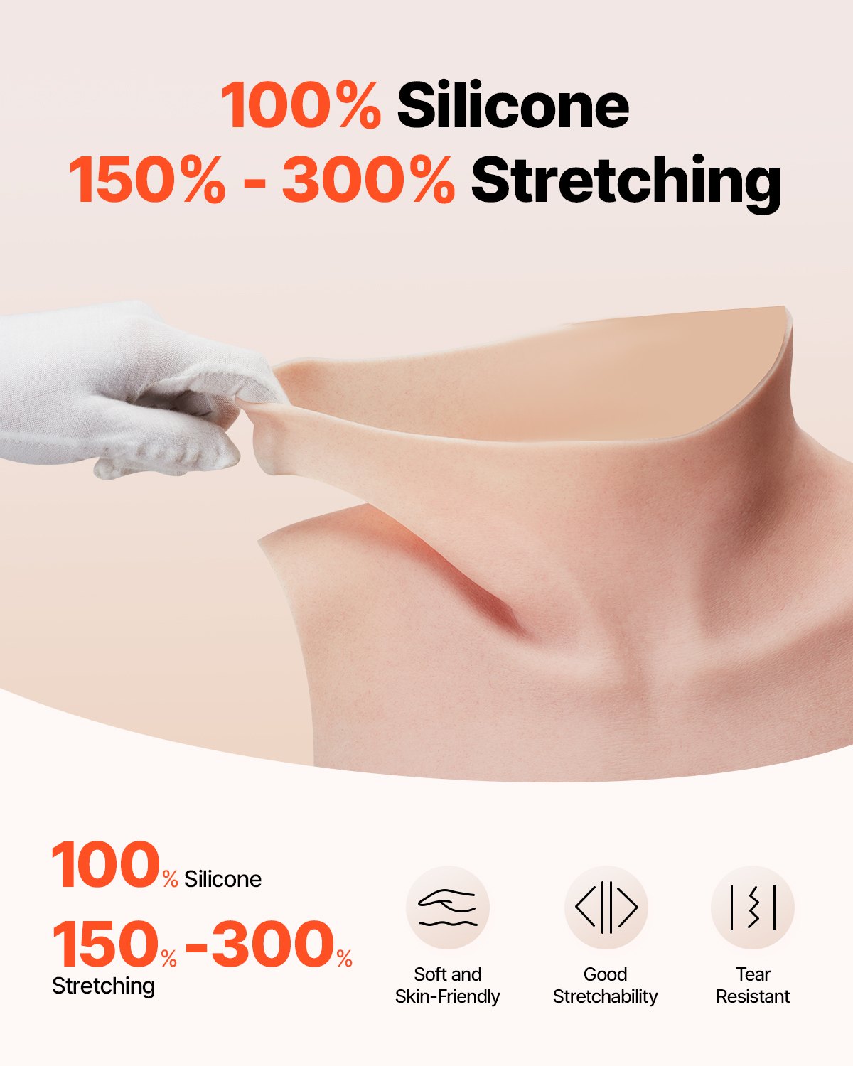 VEVOR Pechos Falsos de Silicona Copa C Cuello Alto Coraza de Silicona Formas de Pecho Relleno de Silicona Líquida Pechos Artificiales para Cosplay de Transexuales, Drag Queens, Color Marfil