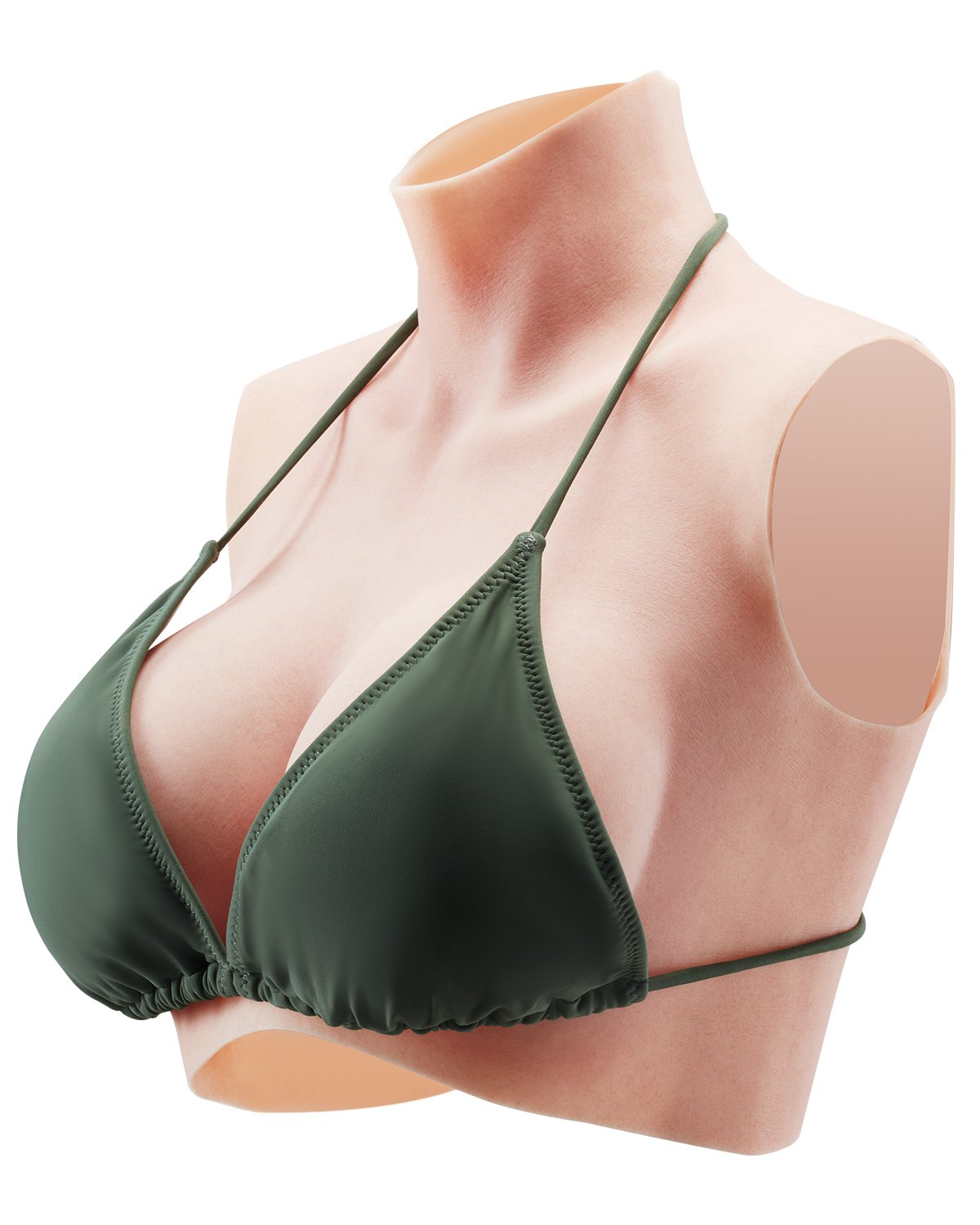VEVOR Pechos Falsos de Silicona Copa C Cuello Alto Coraza de Silicona Formas de Pecho Relleno de Silicona Líquida Pechos Artificiales para Cosplay de Transexuales, Drag Queens, Color Marfil