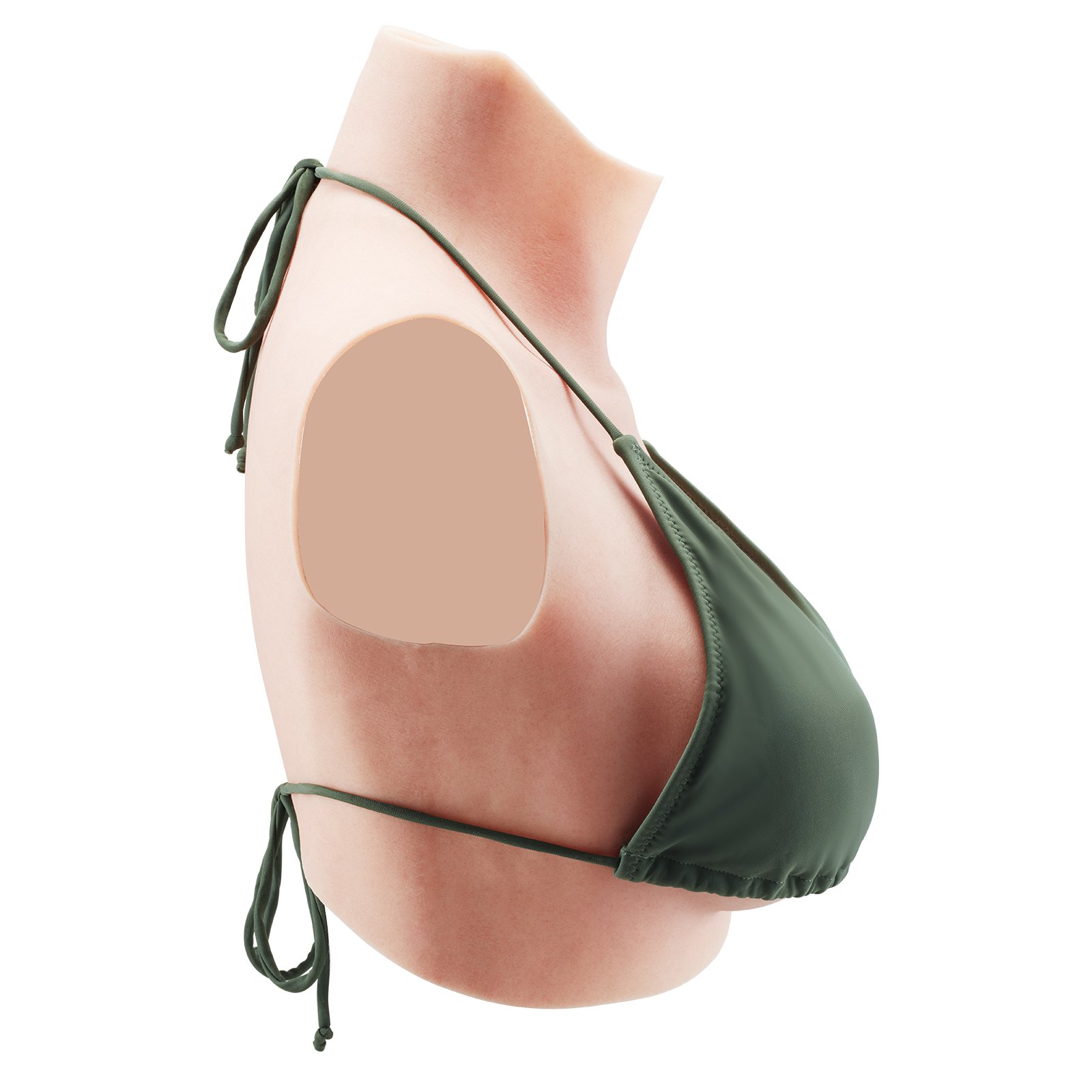 VEVOR Pechos Falsos de Silicona Copa C Cuello Alto Coraza de Silicona Formas de Pecho Relleno de Silicona Líquida Pechos Artificiales para Cosplay de Transexuales, Drag Queens, Color Marfil