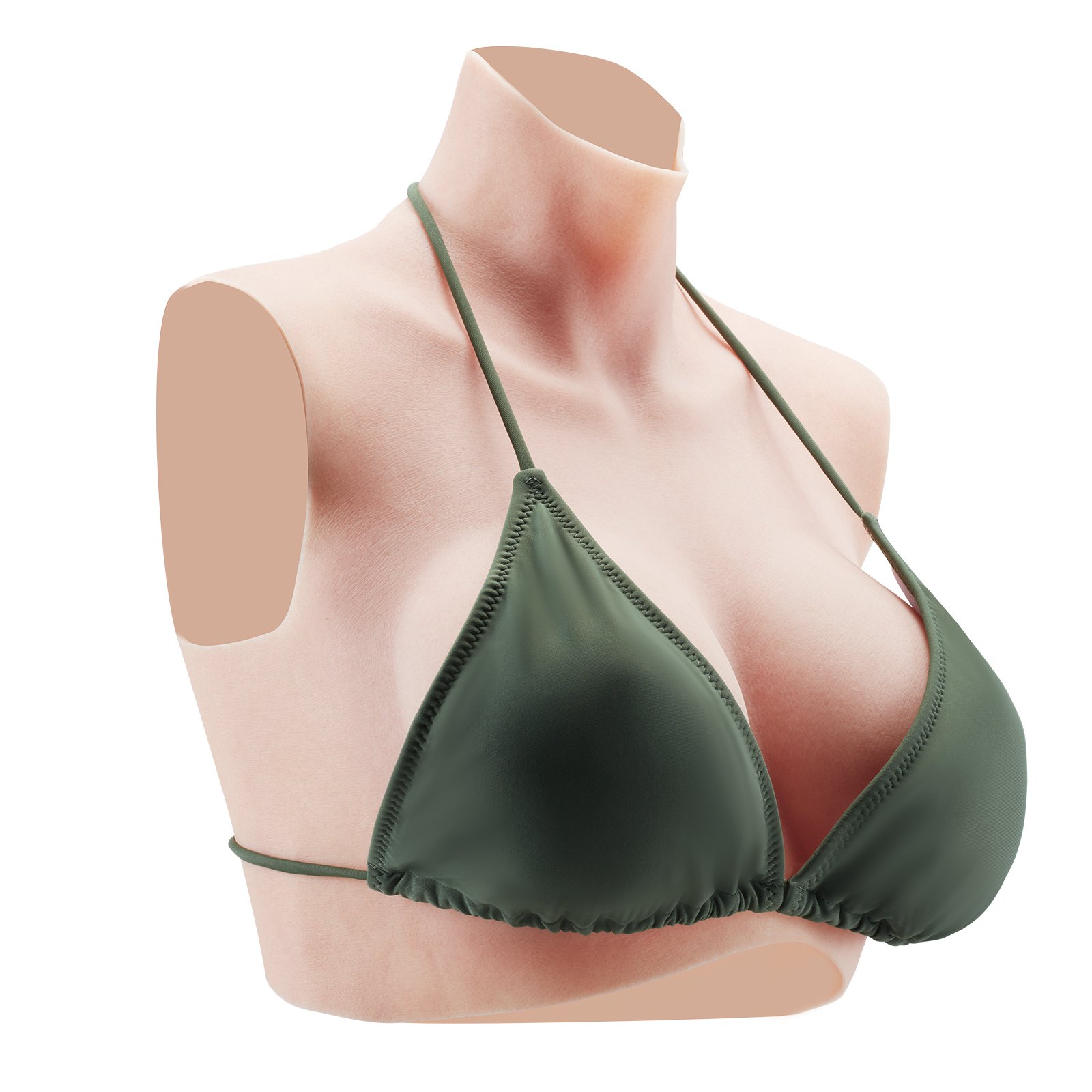 VEVOR Pechos Falsos de Silicona Copa C Cuello Alto Coraza de Silicona Formas de Pecho Relleno de Silicona Líquida Pechos Artificiales para Cosplay de Transexuales, Drag Queens, Color Marfil