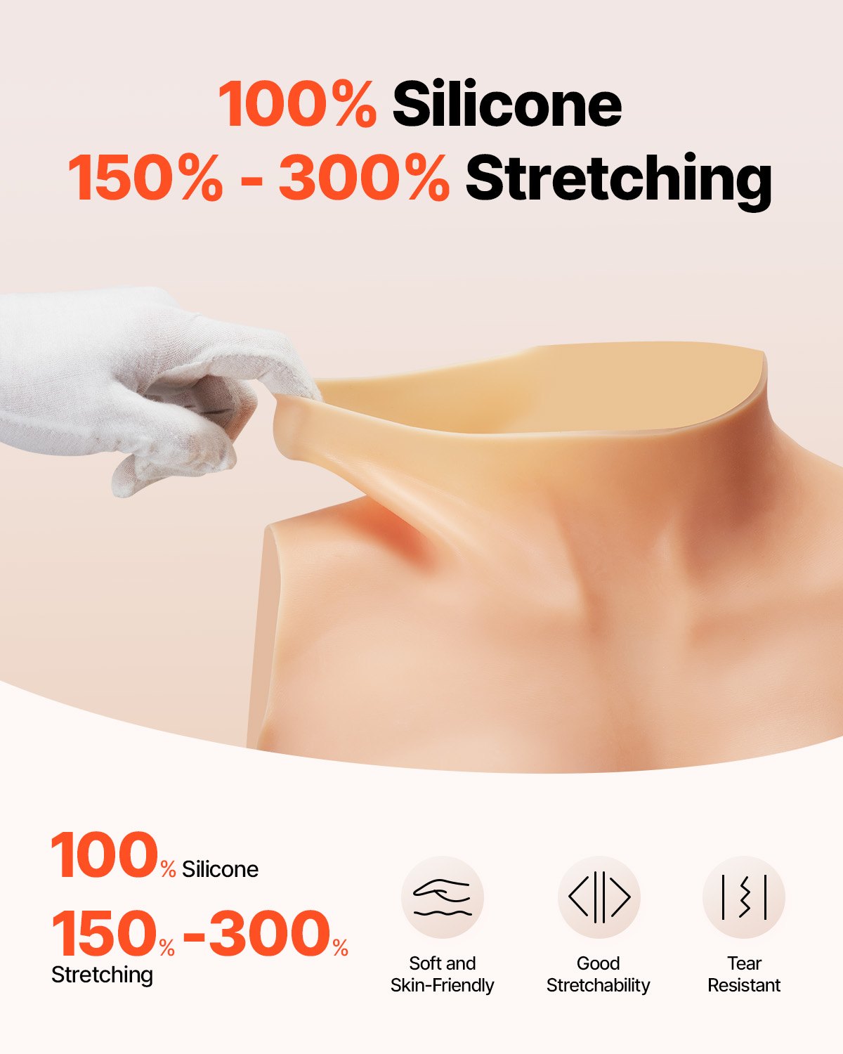 VEVOR Pechos Falsos de Silicona Copa E Cuello Alto Coraza de Silicona Formas de Pecho Relleno de Silicona Líquida Pechos Artificiales para Cosplay de Transexuales, Drag Queens, Color Marfil