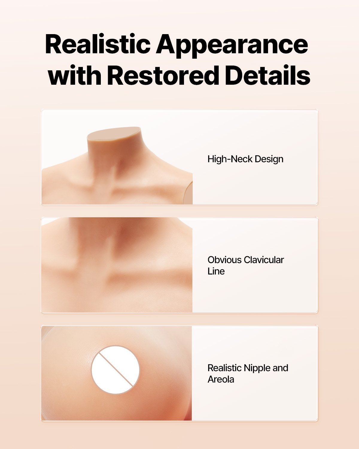 VEVOR Pechos Falsos de Silicona Copa E Cuello Alto Coraza de Silicona Formas de Pecho Relleno de Silicona Líquida Pechos Artificiales para Cosplay de Transexuales, Drag Queens, Color Marfil