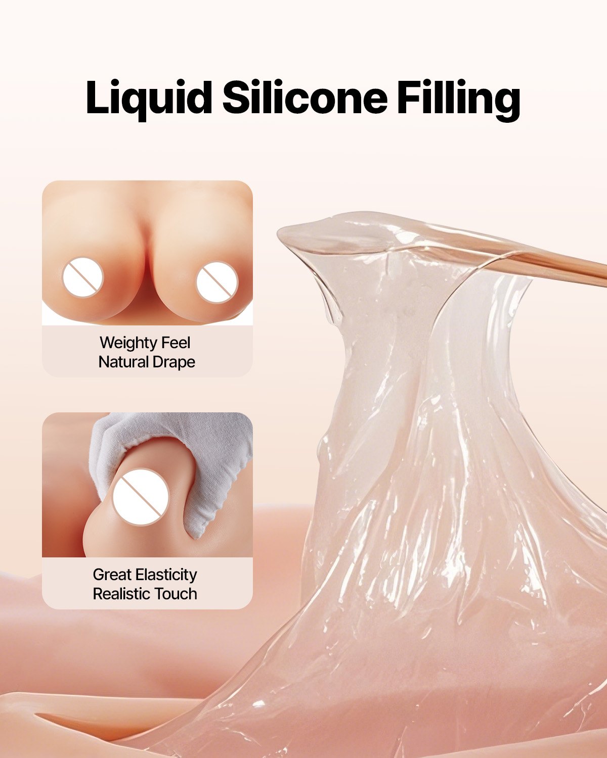 VEVOR Pechos Falsos de Silicona Copa E Cuello Alto Coraza de Silicona Formas de Pecho Relleno de Silicona Líquida Pechos Artificiales para Cosplay de Transexuales, Drag Queens, Color Marfil