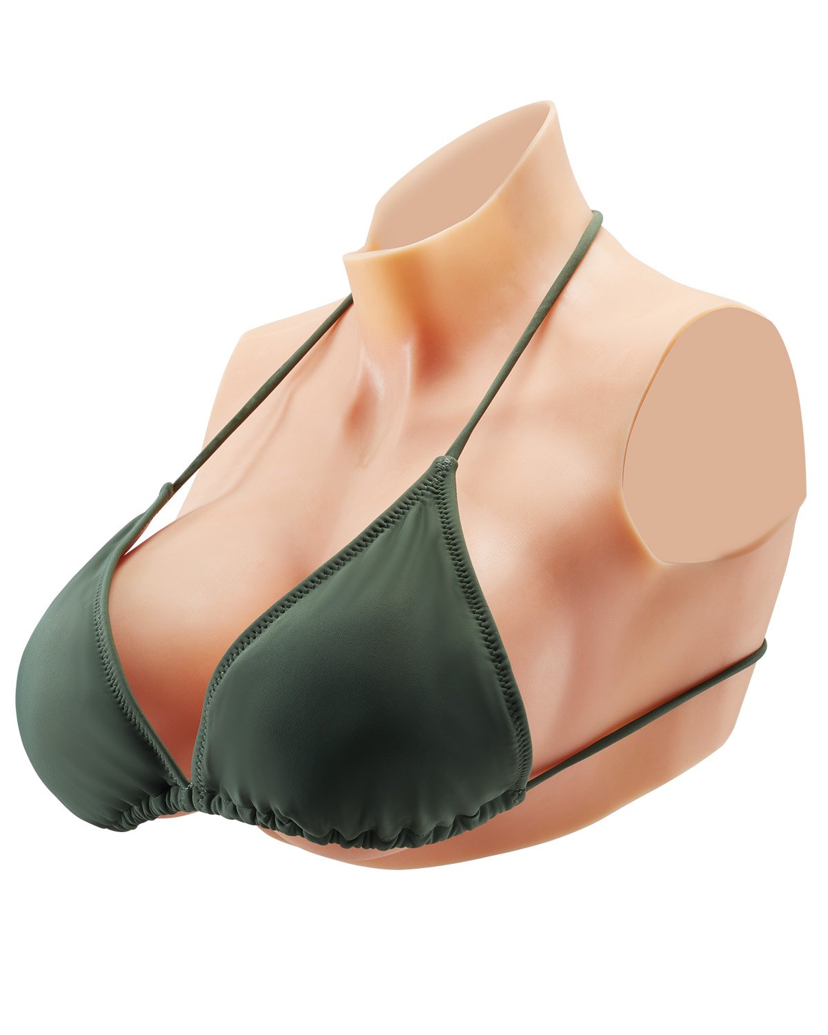VEVOR Pechos Falsos de Silicona Copa E Cuello Alto Coraza de Silicona Formas de Pecho Relleno de Silicona Líquida Pechos Artificiales para Cosplay de Transexuales, Drag Queens, Color Marfil