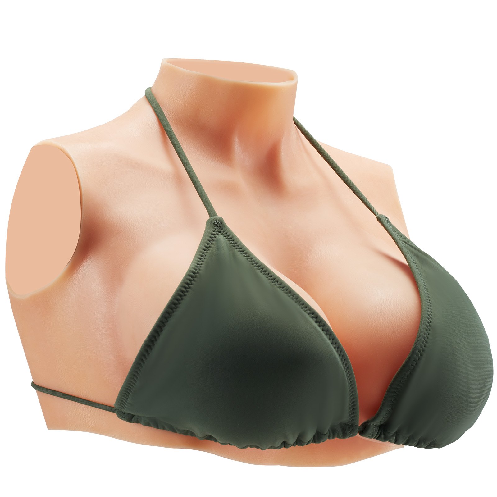 VEVOR Pechos Falsos de Silicona Copa E Cuello Alto Coraza de Silicona Formas de Pecho Relleno de Silicona Líquida Pechos Artificiales para Cosplay de Transexuales, Drag Queens, Color Marfil