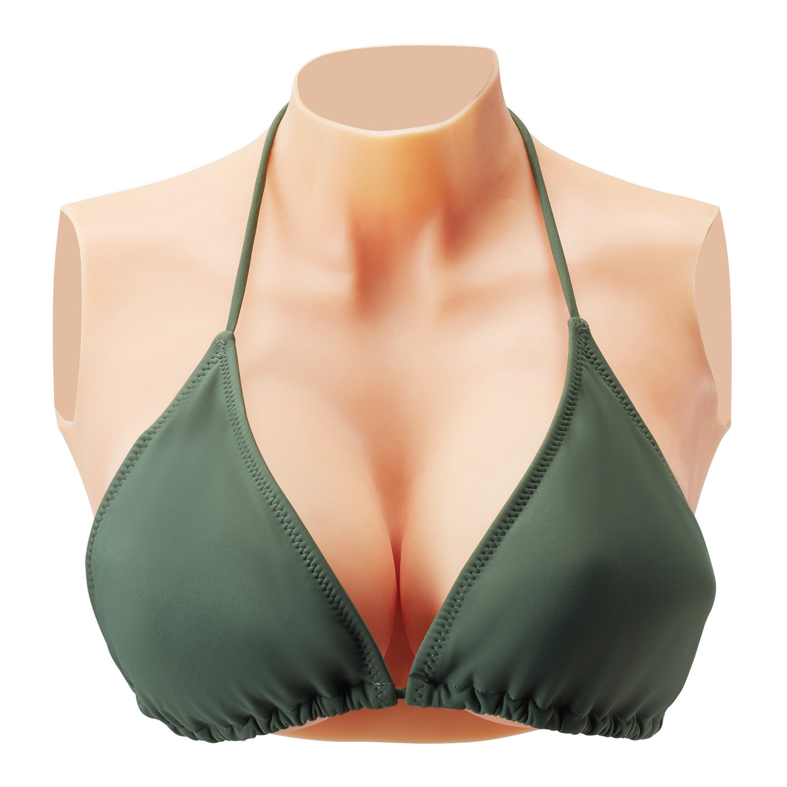 VEVOR Pechos Falsos de Silicona Copa E Cuello Alto Coraza de Silicona Formas de Pecho Relleno de Silicona Líquida Pechos Artificiales para Cosplay de Transexuales, Drag Queens, Color Marfil