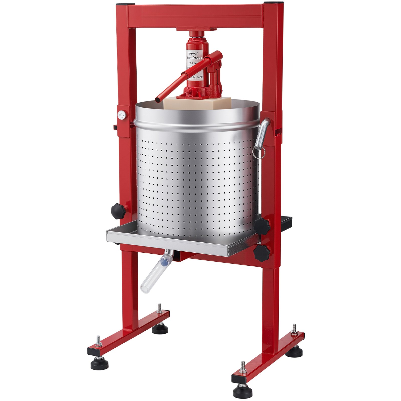 VEVOR Prensa Hidráulica de Frutas Capacidad de 30 L, Exprimidor Manual de Verduras de Acero Inoxidable, Prensa de Vino con 2 Bolsas de Filtro, Placa de Prensado, para Hacer Zumo de Sidras, Uvas