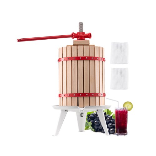 VEVOR Prensa Manual para Vino de Frutas Cesta de Madera 18 L 640 x 370 x 705 mm