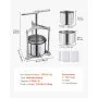 VEVOR Prensa de Frutas y Vino Capacidad de 6 L, Exprimidor Manual de Acero Inoxidable, Prensa de Vino con Mango en Forma de T, 2 Bolsas de Filtro, Placa de Prensado, para Hacer Zumo de Sidra, Manzana