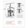 VEVOR Prensa de Frutas y Vino Capacidad de 6 L, Exprimidor Manual de Acero Inoxidable, Prensa de Vino con Mango en Forma de T, 2 Bolsas de Filtro, Placa de Prensado, para Hacer Zumo de Sidra, Manzana