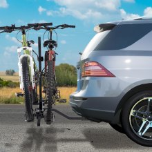 VEVOR Portabicicletas para 2 Bicicletas Portaequipajes con Enganche Capacidad de Carga Máxima de 36 kg Compatible con Receptores de 30/51 mm para Coches SUV Autocaravana Camión Viajes Desplazamientos