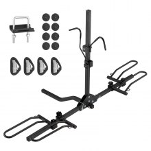 VEVOR Portabicicletas para 2 Bicicletas Portaequipajes con Enganche Capacidad de Carga Máxima de 36 kg Compatible con Receptores de 30/51 mm para Coches SUV Autocaravana Camión Viajes Desplazamientos, Interfaz rectangular
