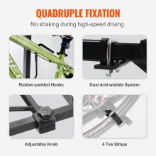VEVOR Portabicicletas para 2 bicicletas Portaequipajes con enganche Capacidad de carga máxima de 72,6 kg Se adapta a receptores de 50 mm para automóviles SUV Autocaravana Caravana Camión Viajes, Interfaz rectangular