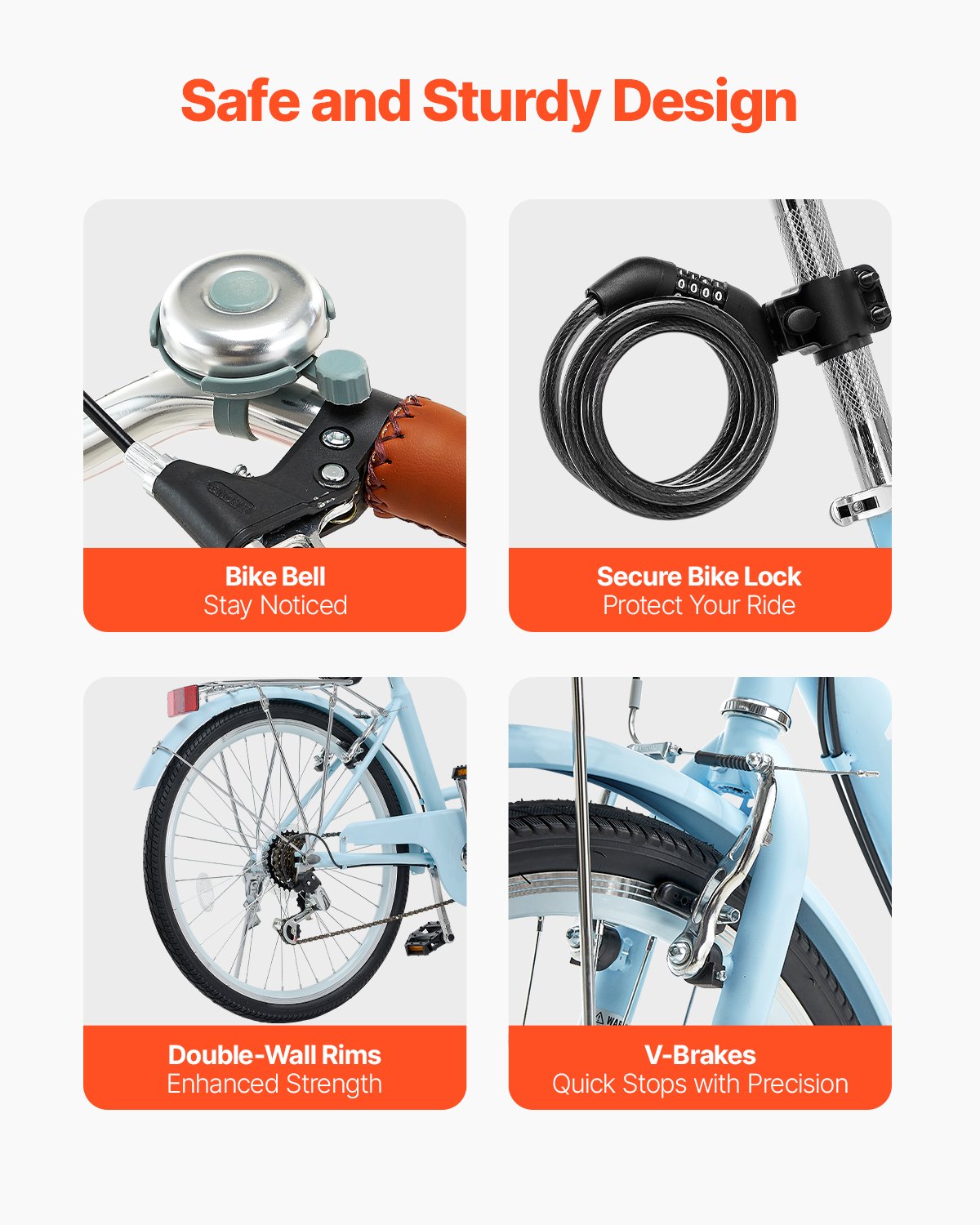 VEVOR Bicicleta de Ciudad 24 pulgadas Bicicleta con Canasta y Portaequipaje Trasero Bicicleta de Paseo 7 Velocidades con Asiento Ajustable para Andar en Bicicleta, Hacer Ejercicio, Comprar, Azul