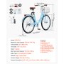 VEVOR Bicicleta de Ciudad 26 pulgadas Bicicleta con Canasta y Portaequipaje Trasero Bicicleta de Paseo 1 Velocidad con Asiento Ajustable para Andar en Bicicleta, Hacer Ejercicio, Comprar, Azul