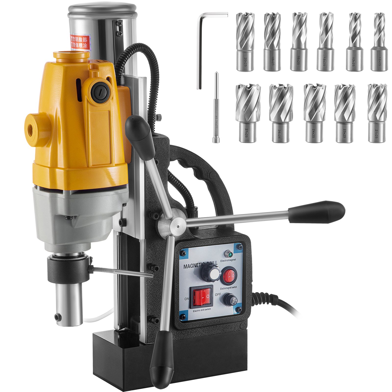 Vevor Perforadora De Hormigón Diamante 12000n Taladro Magnético Con 11pcs Brocas