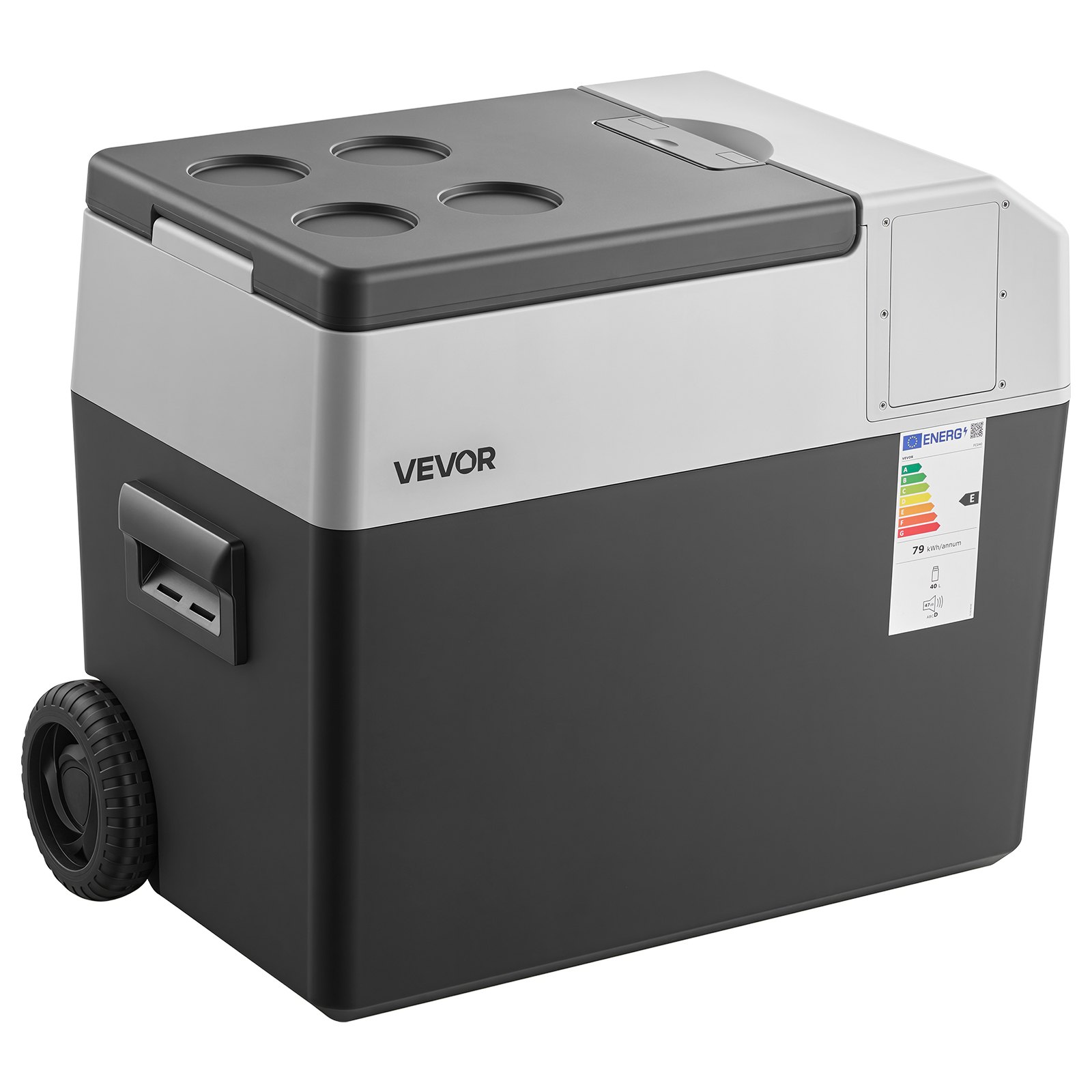 VEVOR Nevera Portátil para Coche 40 L con Compresor, Refrigerador para Coche Temperatura Ajustable de -22 a 10 °C, 12/24 V CC y 100-240 V CA, con Ruedas y Asa Retráctil, para Autocaravanas, Camping