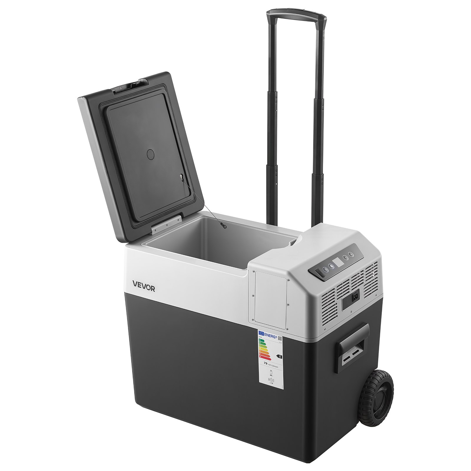 VEVOR Nevera Portátil para Coche 40 L con Compresor, Refrigerador para Coche Temperatura Ajustable de -22 a 10 °C, 12/24 V CC y 100-240 V CA, con Ruedas y Asa Retráctil, para Autocaravanas, Camping