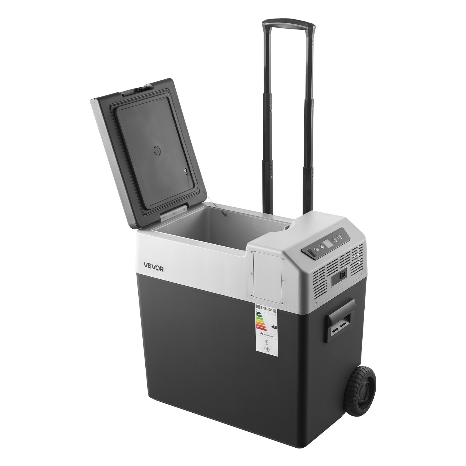 VEVOR Nevera Portátil para Coche 50 L con Compresor, Refrigerador para Coche Temperatura Ajustable de -22 a 10 °C, 12/24 V CC y 100-240 V CA, con Ruedas y Asa Retráctil, para Autocaravanas, Camping