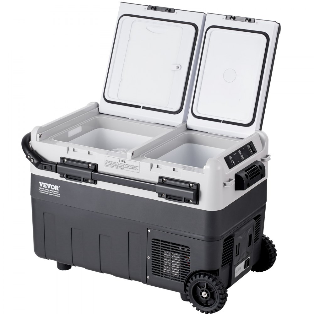 VEVOR Refrigerador portátil para automóvil, refrigerador para automóvil de 12 voltios, congelador portátil de doble zona de 50 L, temperatura ajustable de -4 ℉ a 68 ℉, refrigerador con compresor para el hogar, exteriores, campamentos, vehículos recreativos y automóviles
