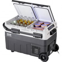 VEVOR Refrigerador portátil para automóvil, refrigerador para automóvil de 12 voltios, congelador portátil de doble zona de 50 L, temperatura ajustable de -4 ℉ a 68 ℉, refrigerador con compresor para el hogar, exteriores, campamentos, vehículos recreativos y automóviles
