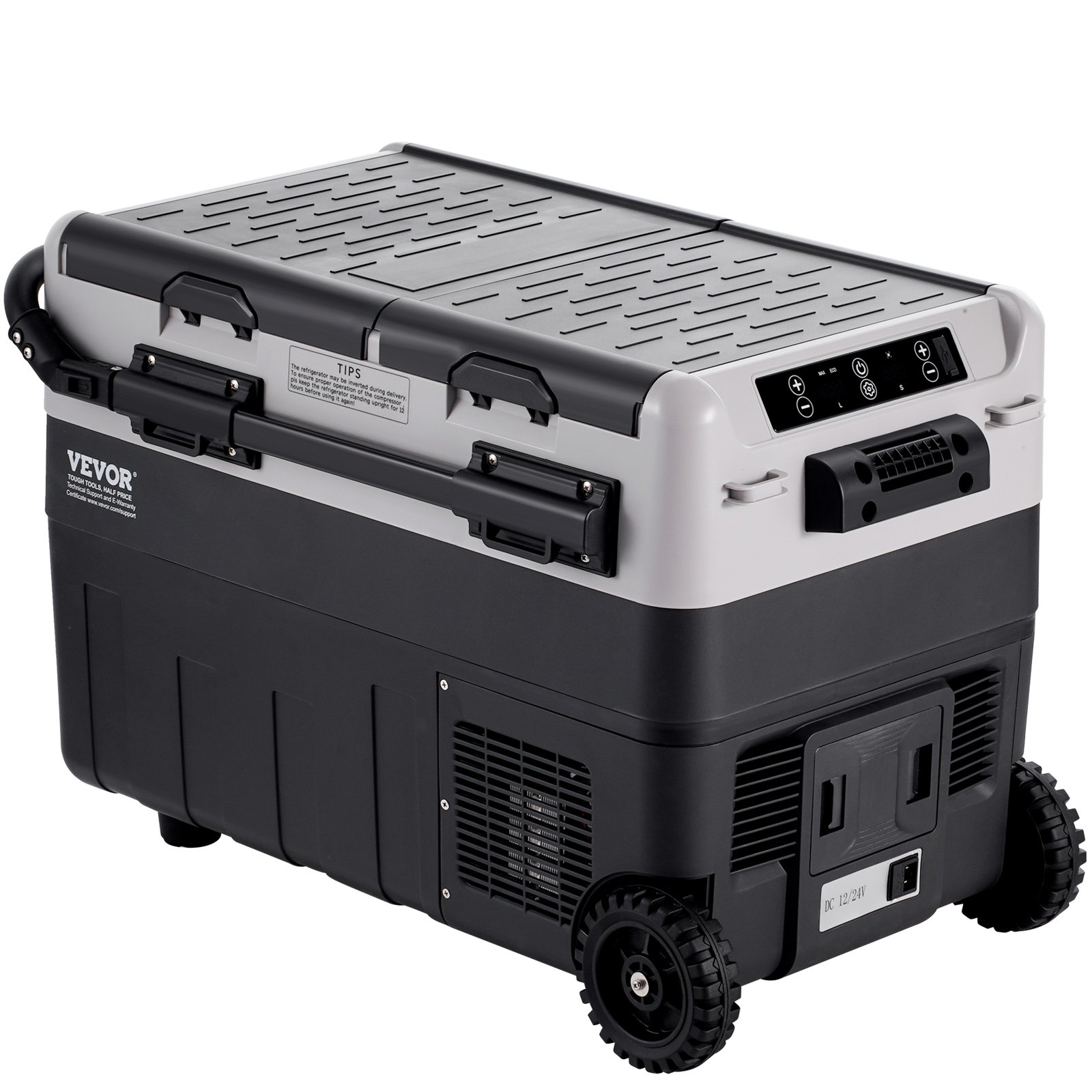 VEVOR Refrigerador portátil para automóvil, refrigerador para automóvil de 12 voltios, congelador portátil de doble zona de 50 L, temperatura ajustable de -4 ℉ a 68 ℉, refrigerador con compresor para el hogar, exteriores, campamentos, vehículos recreativos y automóviles