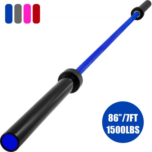 VEVOR Barra de Pesas 20kg Capacidad 680KG para Placas Olímpicas de 50mm Barra olímpica 2.2M con Hebilla y Banda de Protección Barra olímpica de Acero Color Azul