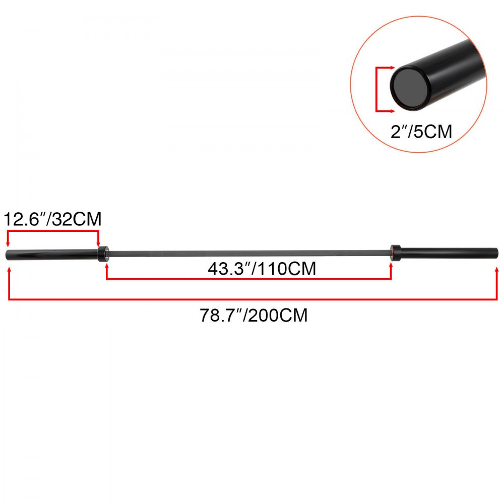 Frantools 2M Barra Olímpica Gris Levantamiento de Pesas Ideal 15 KG para Dar Forma a Los Músculos Fortalecer Las Sentadillas y las Estocadas Apto