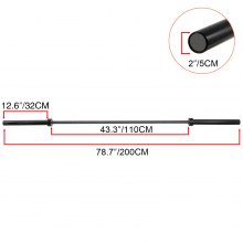 VEVOR 2M Barra Olímpica Gris Levantamiento de Pesas Ideal 15 KG para Dar Forma a Los Músculos Fortalecer Las Sentadillas y las Estocadas Apto