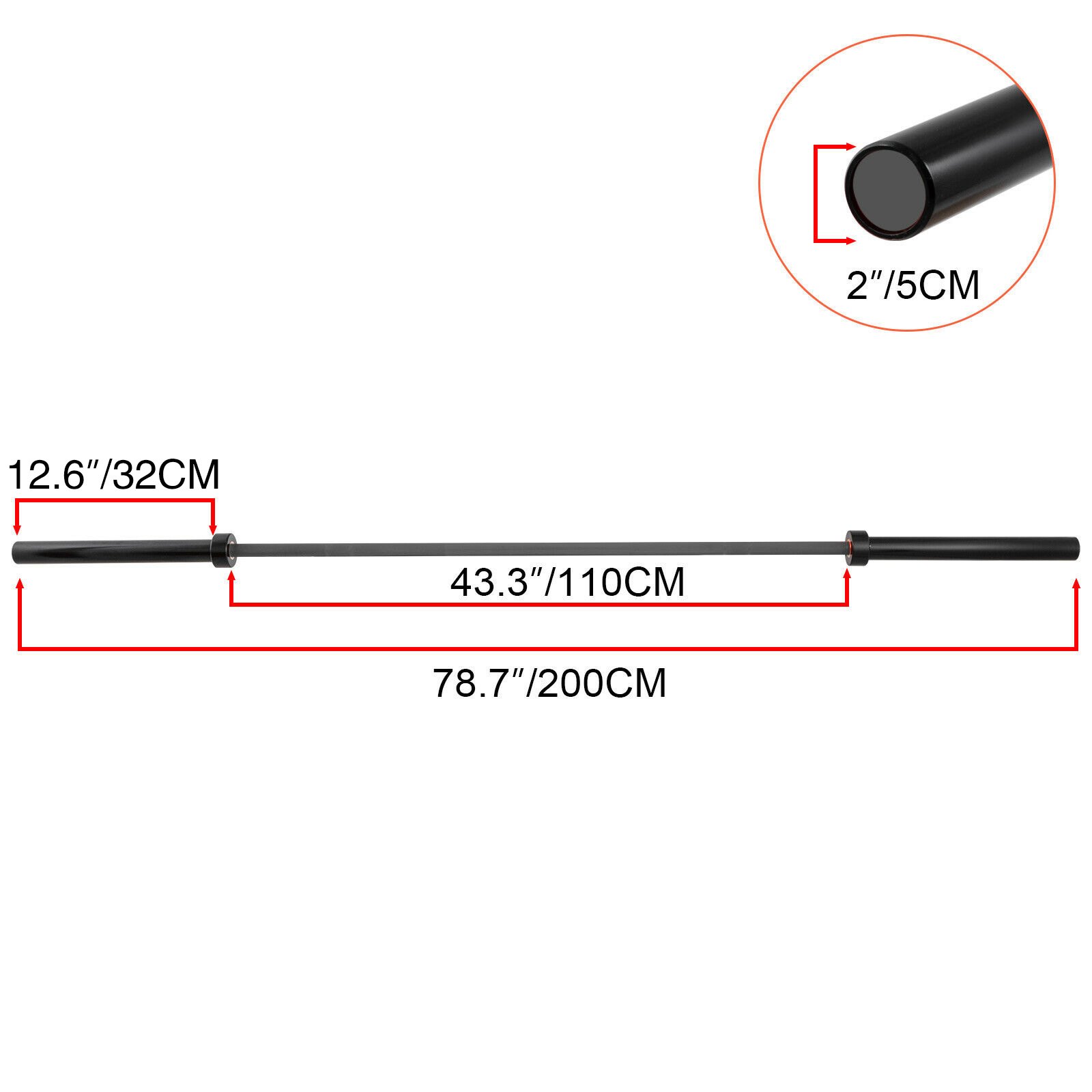 Frantools 2M Barra Olímpica Gris Levantamiento de Pesas Ideal 15 KG para Dar Forma a Los Músculos Fortalecer Las Sentadillas y las Estocadas Apto