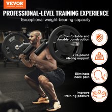 VEVOR Barra de Mancuernas Longitud 218cm Barra de Levantamiento de Pesas Carga 315kg con 2 Asas Acolchado de Espuma en los Hombros para Entrenamiento de Sentadillas Flexión de Piernas Fitness Gimnasio