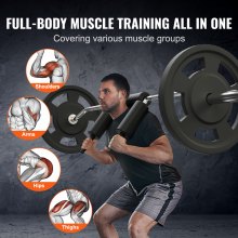 VEVOR Barra de Mancuernas Longitud 218cm Barra de Levantamiento de Pesas Carga 315kg con 2 Asas Acolchado de Espuma en los Hombros para Entrenamiento de Sentadillas Flexión de Piernas Fitness Gimnasio