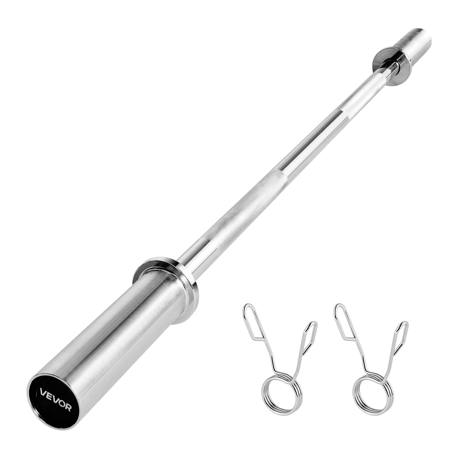 VEVOR Barra de Pesas Cromada de 120 cm con Mango Acanalado para Entrenamiento de Fuerza, Levantamiento de Pesas, Sentadillas, Peso Muerto, con Capacidad de Carga de 227 kg, 1200 x 65 x 65 mm